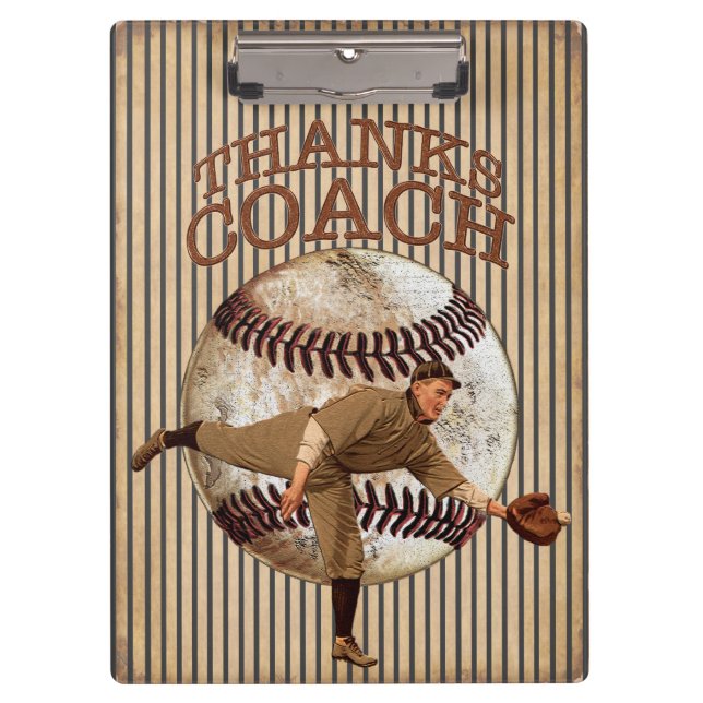 Antique look Baseball Coach Gift Ideas Clipboard (Front)