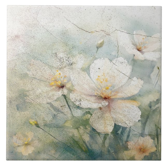 Antique Look Floral Flowers Design 339 Tile (Front)