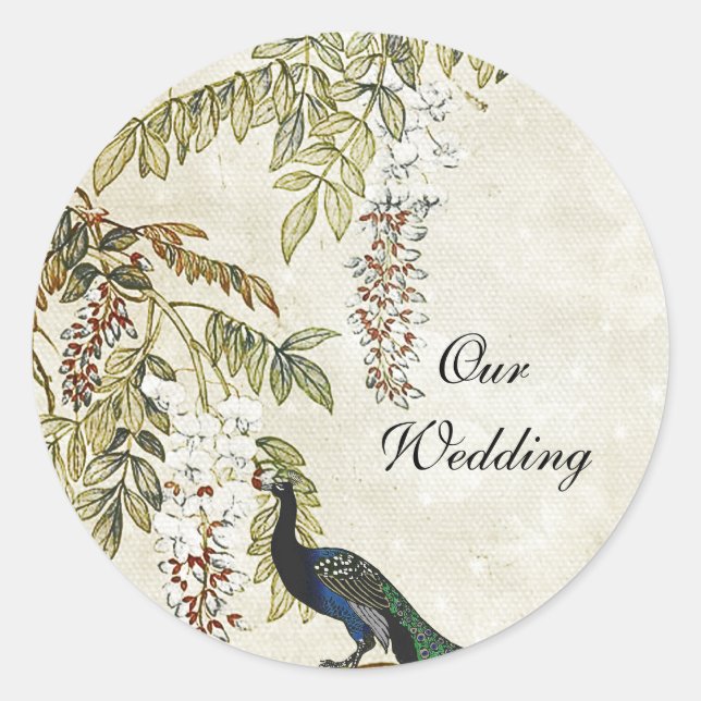 Antique Look Peacock Wedding Envelope Seal (Front)