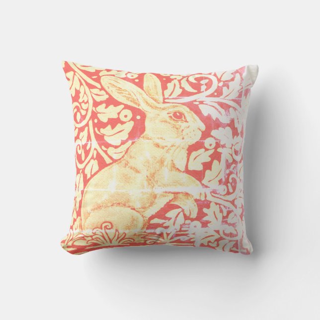 Antique Look Rabbit Pillow Rust Orange Gold Fall (Front)