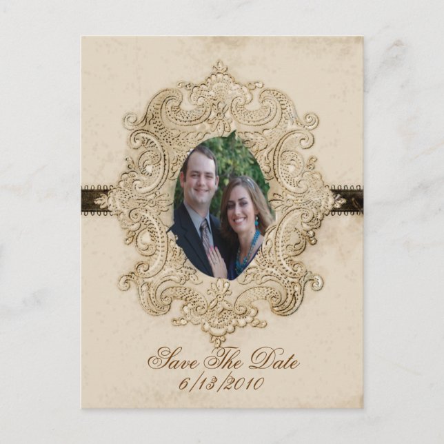Antique looking Save the date post card (Front)