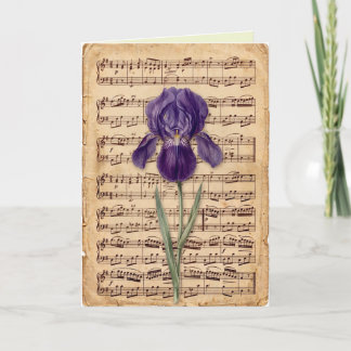 Antique Looking Sheet Music Delicate Floral Art Card