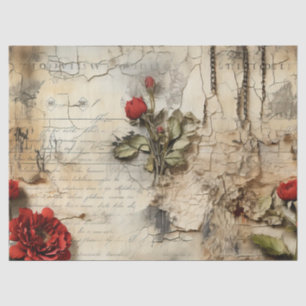 Antique Love Letter Calligraphy Floral Tissue Paper