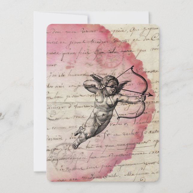 Antique Love Letter Cupid Arrow Ephemera Collage Invitation (Front)