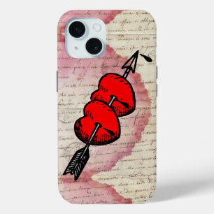 Antique Love Letter Hearts Arrow Ephemera Collage iPhone 15 Case