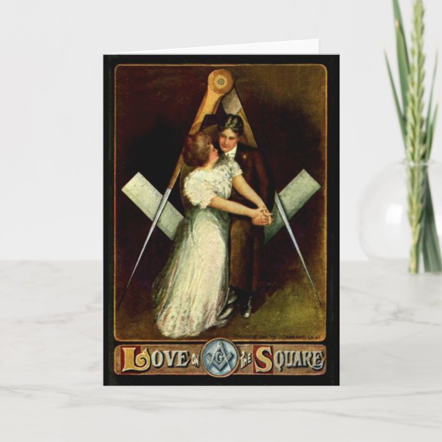 antique Love on The Square Masonic Valentine Cards (Front)