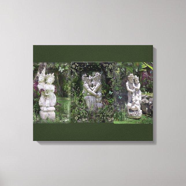 Antique Lovers Statues Trilogy Canvas Print (Front)