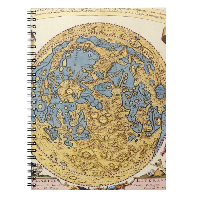 Antique Lunar Crater Map Notebook (Front)