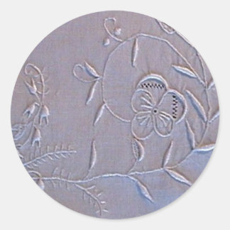 Antique Madeira Embroidered Flowers Classic Round Sticker