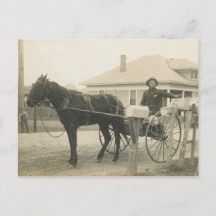 Antique Mail Buggy Postman Delivering Mail Photo Postcard