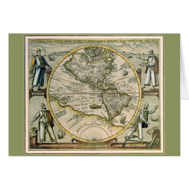 Antique Map, 1596, America Sive Novus Orbis (Front Horizontal)