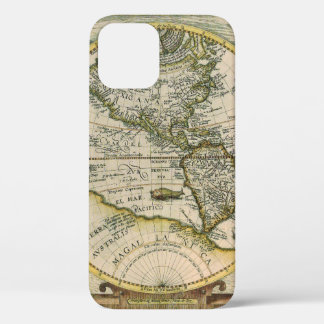Antique Map, 1596, America Sive Novus Orbis iPhone 12 Case