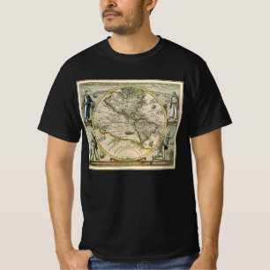 Antique Map, 1596, America Sive Novus Orbis T-Shirt