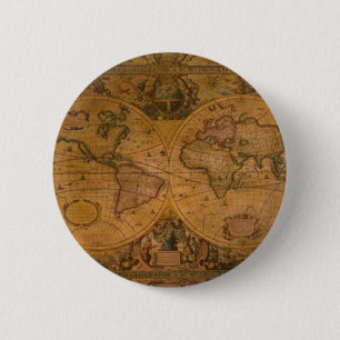 ANTIQUE MAP 6 CM ROUND BADGE