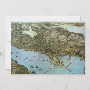 Antique Map Aerial View City of Seattle Washington