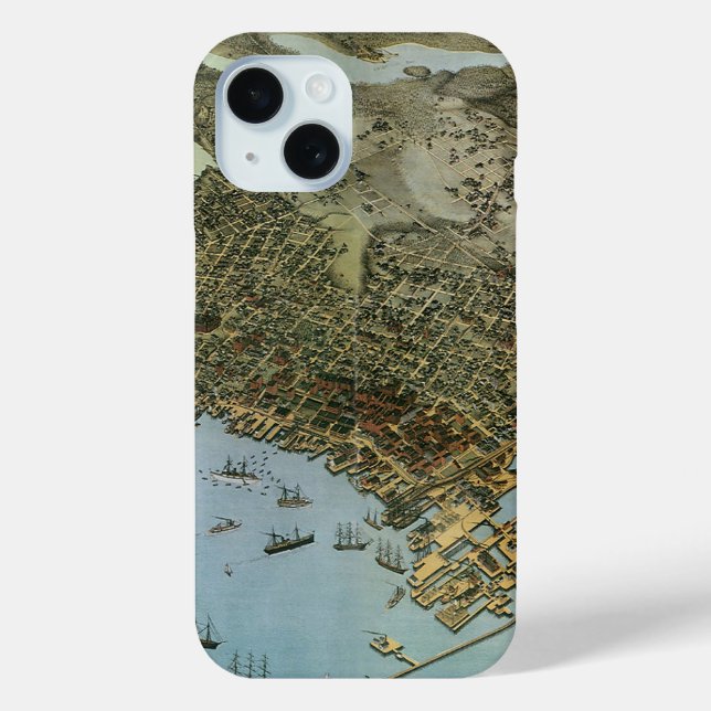 Antique Map Aerial View City of Seattle Washington Case-Mate iPhone Case (Back)