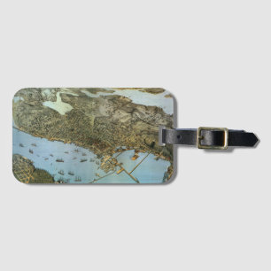 Antique Map Aerial View City of Seattle Washington Luggage Tag