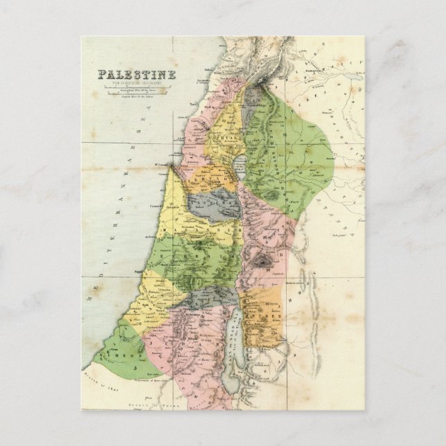 Antique Map - Biblical Palestine Postcard (Front)