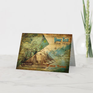 Antique Map - Card, Greeting Note Card