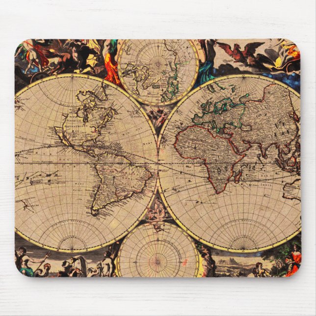 Antique Map Mouse Mat (Front)