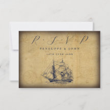 Antique Map Nautical Ship Illustration Wedding