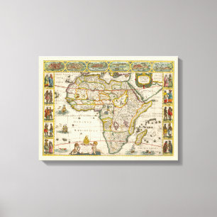 Antique Map of Africa by Hondius and Jansson Canvas Print