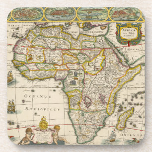 Antique Map of Africa by Hondius and Jansson Coaster