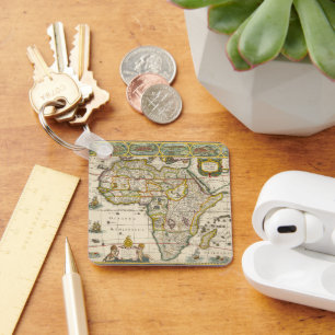 Antique Map of Africa by Hondius and Jansson Key Ring