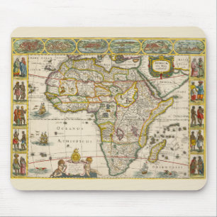Antique Map of Africa by Hondius and Jansson Mouse Mat