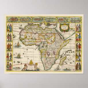 Antique Map of Africa by Hondius and Jansson Poster