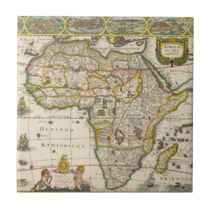 Antique Map of Africa by Hondius and Jansson Tile