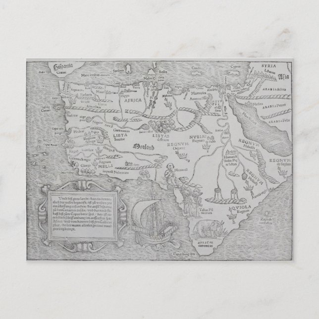 Antique Map of Africa Postcard (Front)