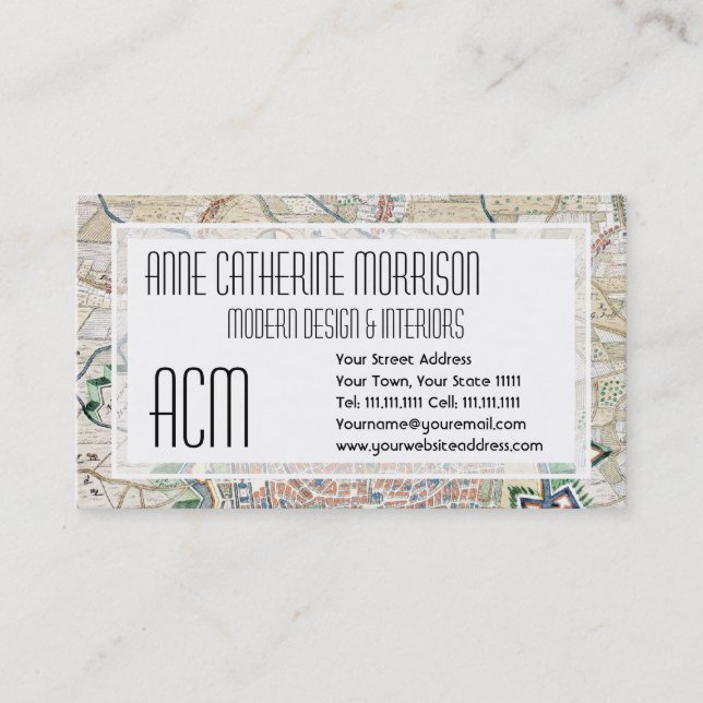 Antique Map of Antwerp Cartography Business Card (Front)