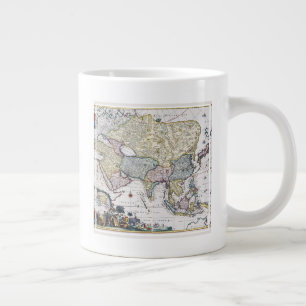 Antique Map of Asia   1696 Large Coffee Mug