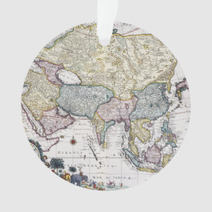 Antique Map of Asia 1696 Ornament