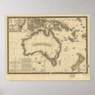Antique Map of Australia 1826 Poster