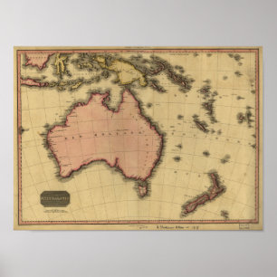 Antique Map of Australia and New Zealand 1818 Poster