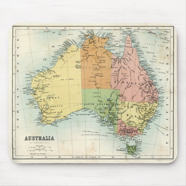 Antique map of Australia Mouse Mat (Front)