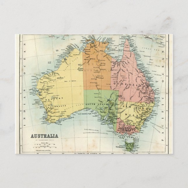 Antique map of Australia Postcard (Front)