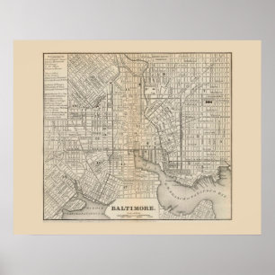 Antique map of Baltimore Maryland 1866 Poster