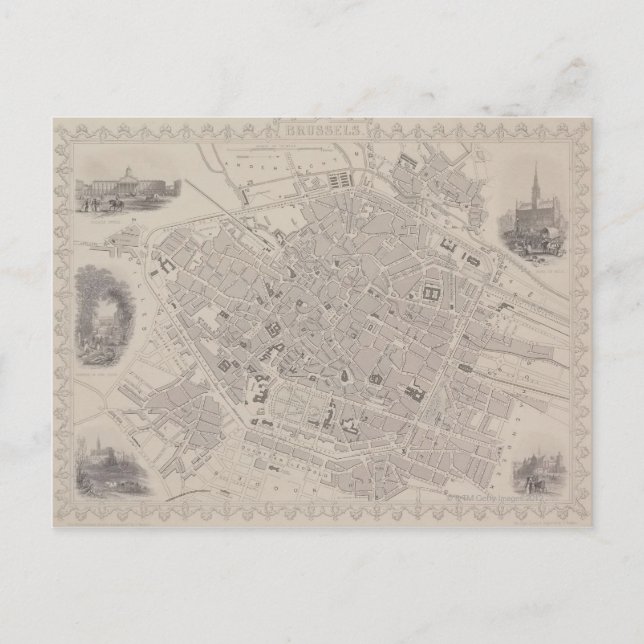 Antique Map of Belgium Postcard (Front)