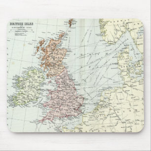 Antique map of British Isles and Surrounding Seas Mouse Mat