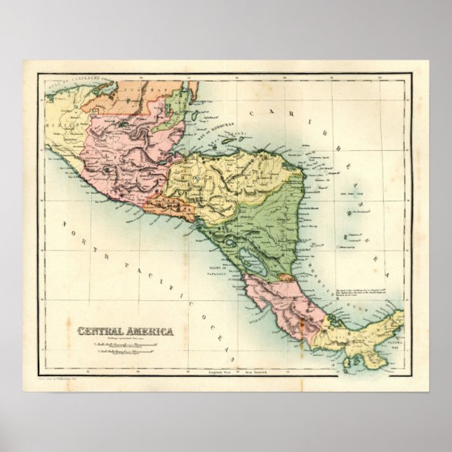Antique map of Central America Poster (Front)