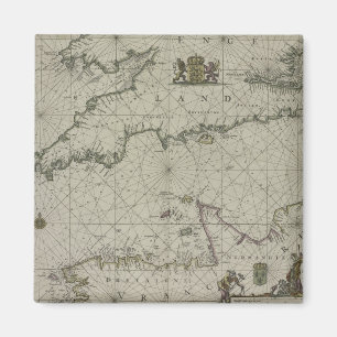 Antique Map of Channel, 1666 (colour engraving) Magnet