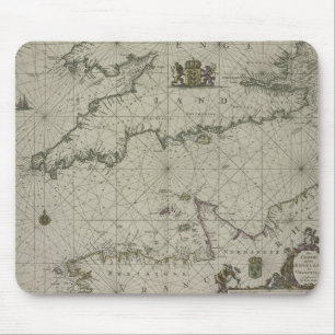 Antique Map of Channel, 1666 (colour engraving) Mouse Mat