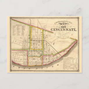 Antique map of Cincinnati Ohio Postcard