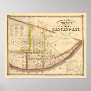 Antique map of Cincinnati Ohio Poster