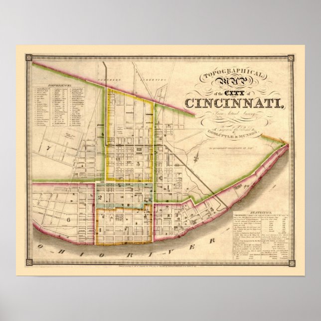 Antique map of Cincinnati Ohio Poster (Front)