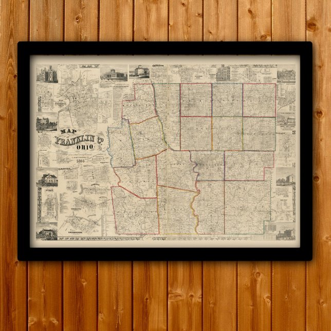 Antique Map of Columbus, Ohio & Franklin County Poster (Creator Uploaded)