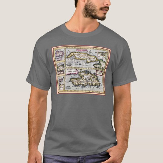 Antique Map of Cuba, Haiti, Dominican Republic T-Shirt